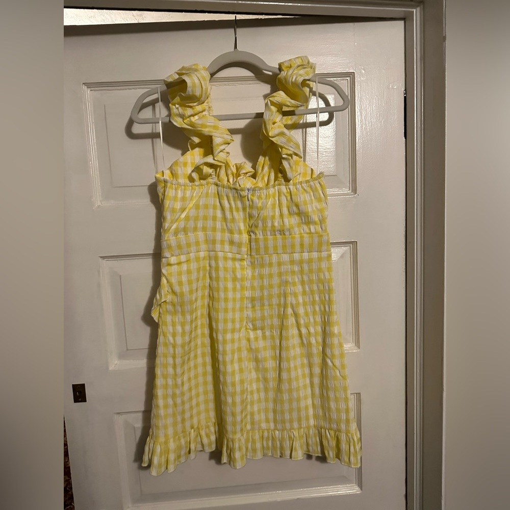 Yellow Ruffle Mini Dress - size M - Picture 4 of 4
